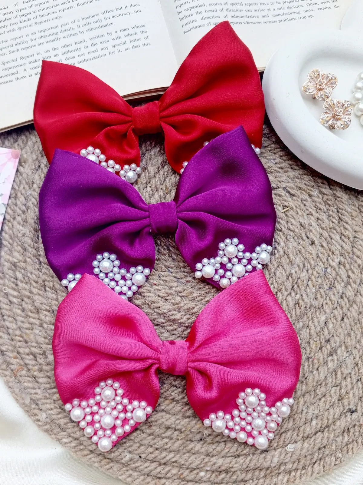 Pearl Silk Bows