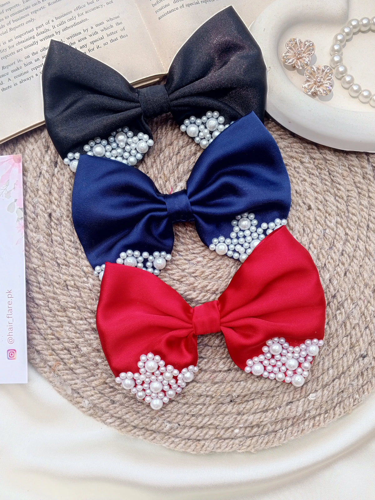 Pearl Silk Bows