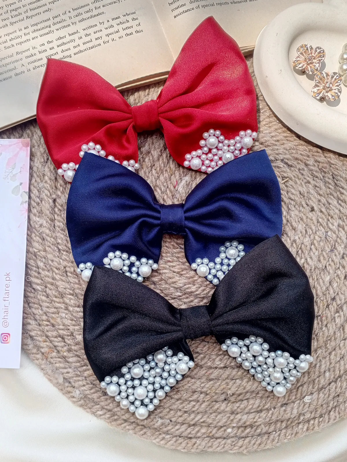 Pearl Silk Bows