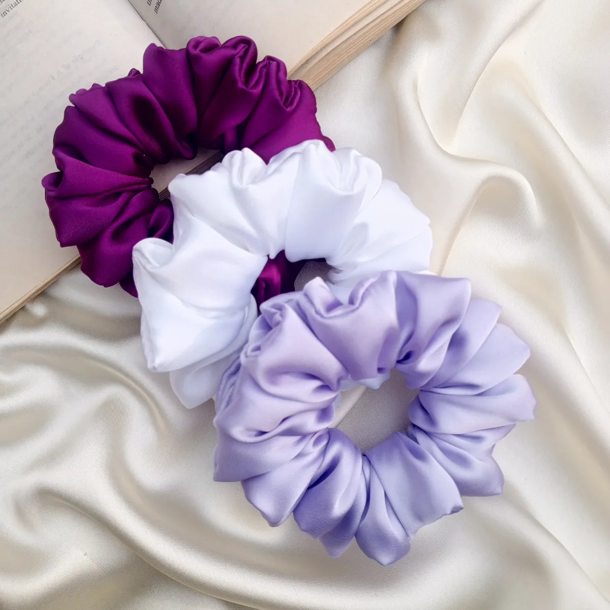 Purple Silk Scrunchie Combo