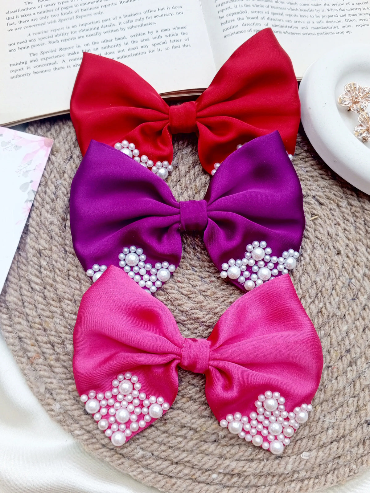 Pearl Silk Bows