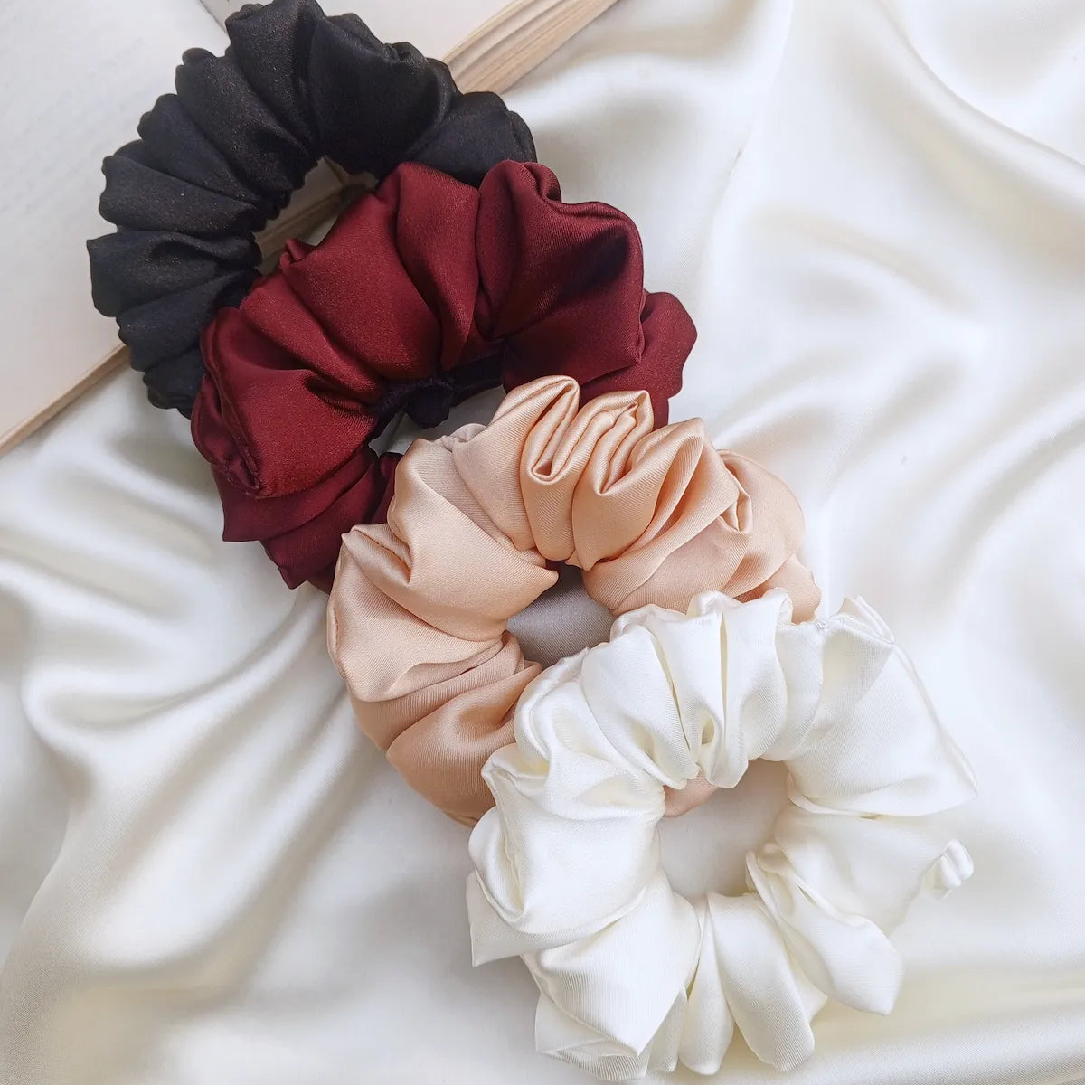 Neutral Silk Scrunchie Combo