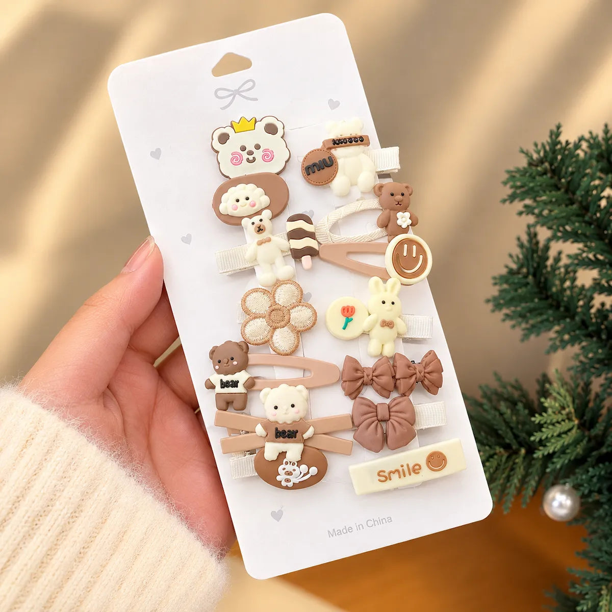 Bear & Bow Hair Clip Set
